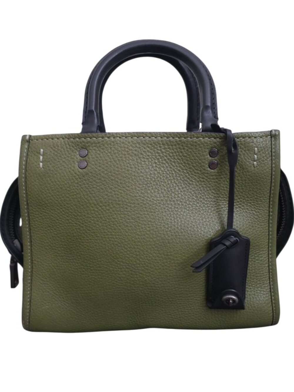 Coach Rogue 25 Bag 1941 Olive Green Pebbled Leather Satchel 54536 - Picture 1 of 11